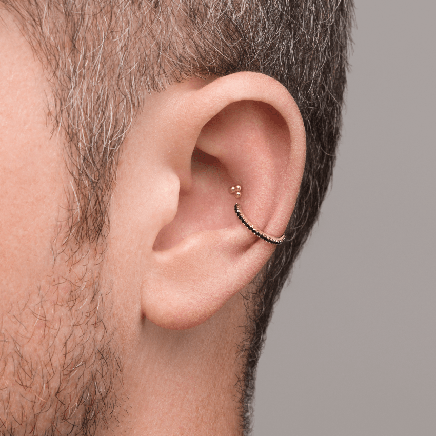 Ball Trinity Threaded Stud Earring With Titanium Backing