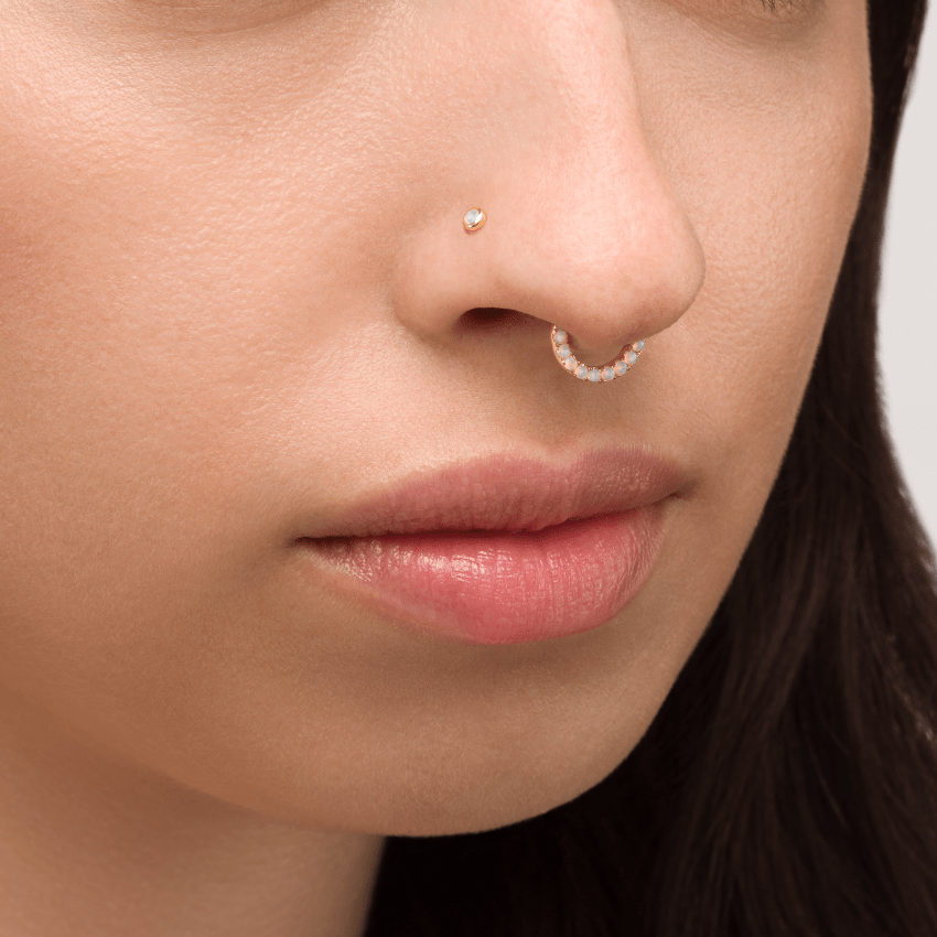 Opal Horizontal Eternity Hoop Earring
