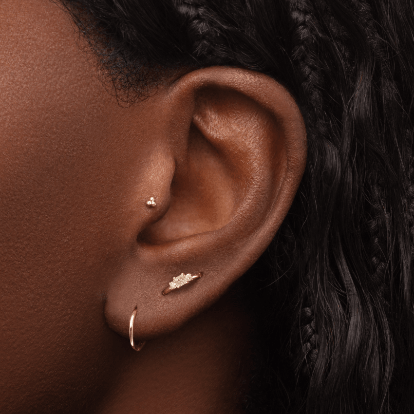 Ball Trinity Threaded Stud Earring With Titanium Backing