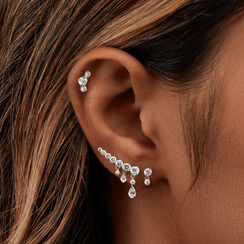 18mm Curved Crescendo Bar Invisible Set Diamond Ear Climber