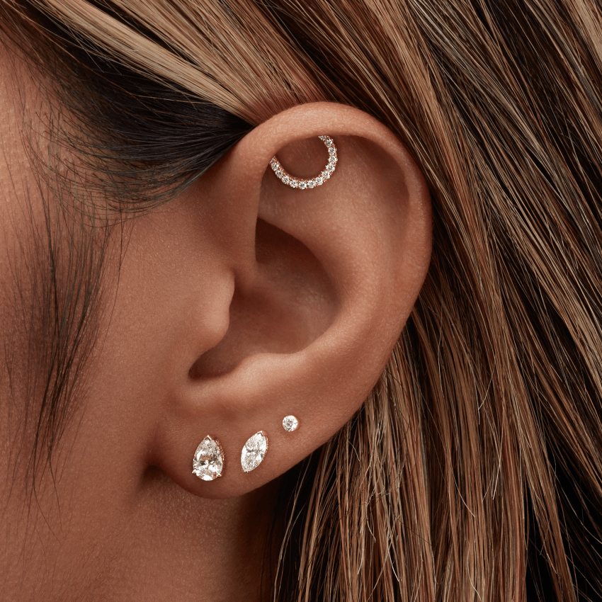 Invisible Set Diamond Threaded Stud Earring With Titanium Backing