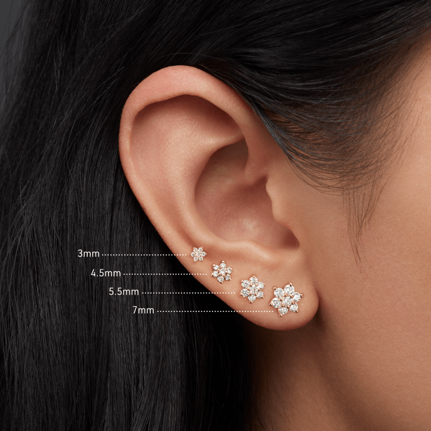 Diamond Flower Stud Earring