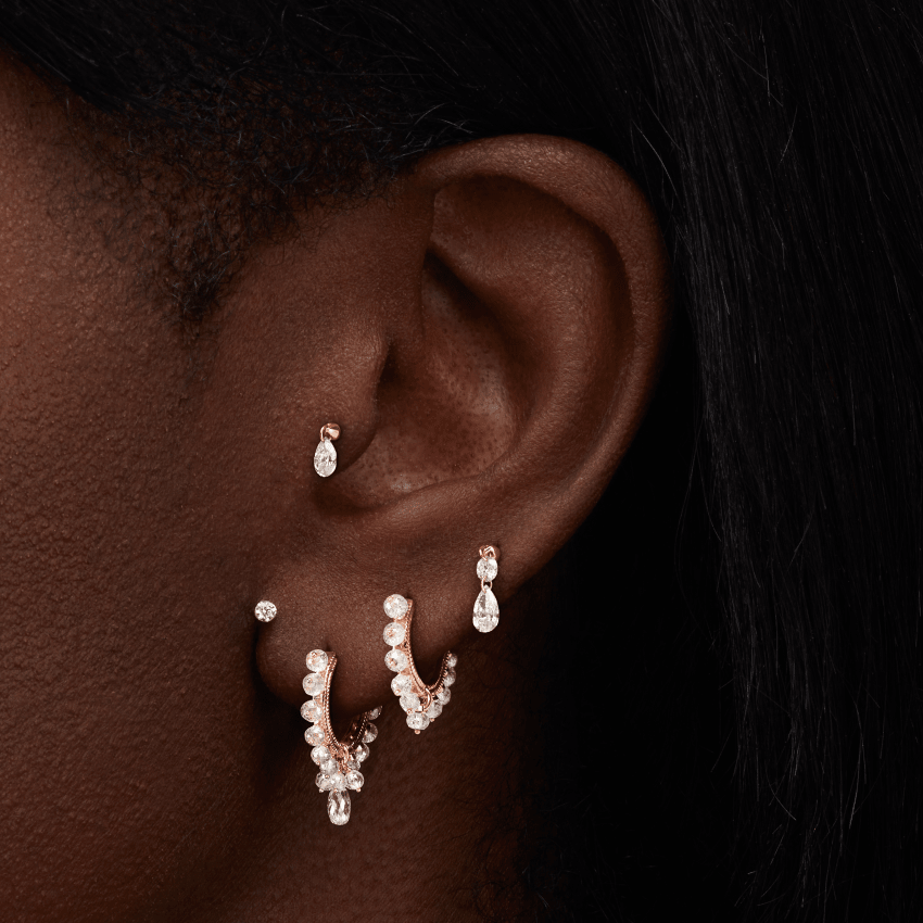 Invisible Set Diamond Threaded Stud Earring