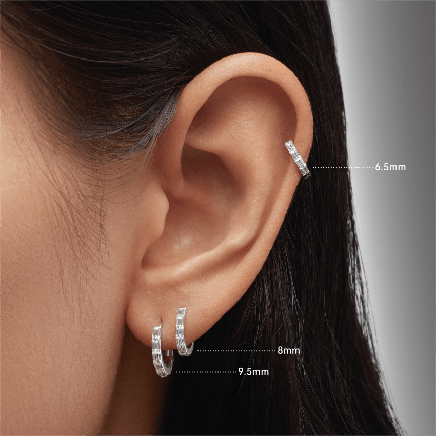 Invisible Set Baguette Diamond Eternity Hoop Earring