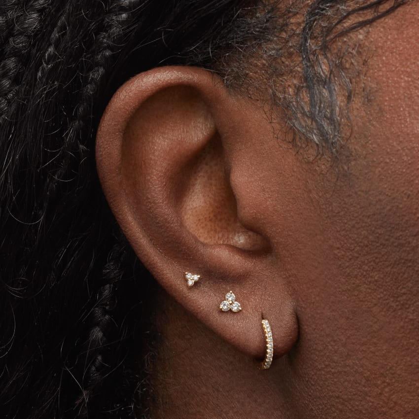 Diamond Trinity Threaded Stud Earring