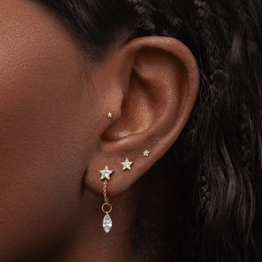 Plain Star Threaded Stud Earring