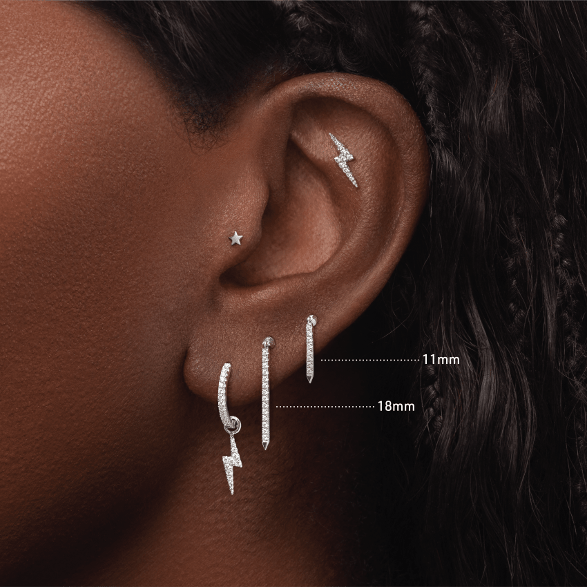 Diamond Eternity Bar Charm Stud Earring