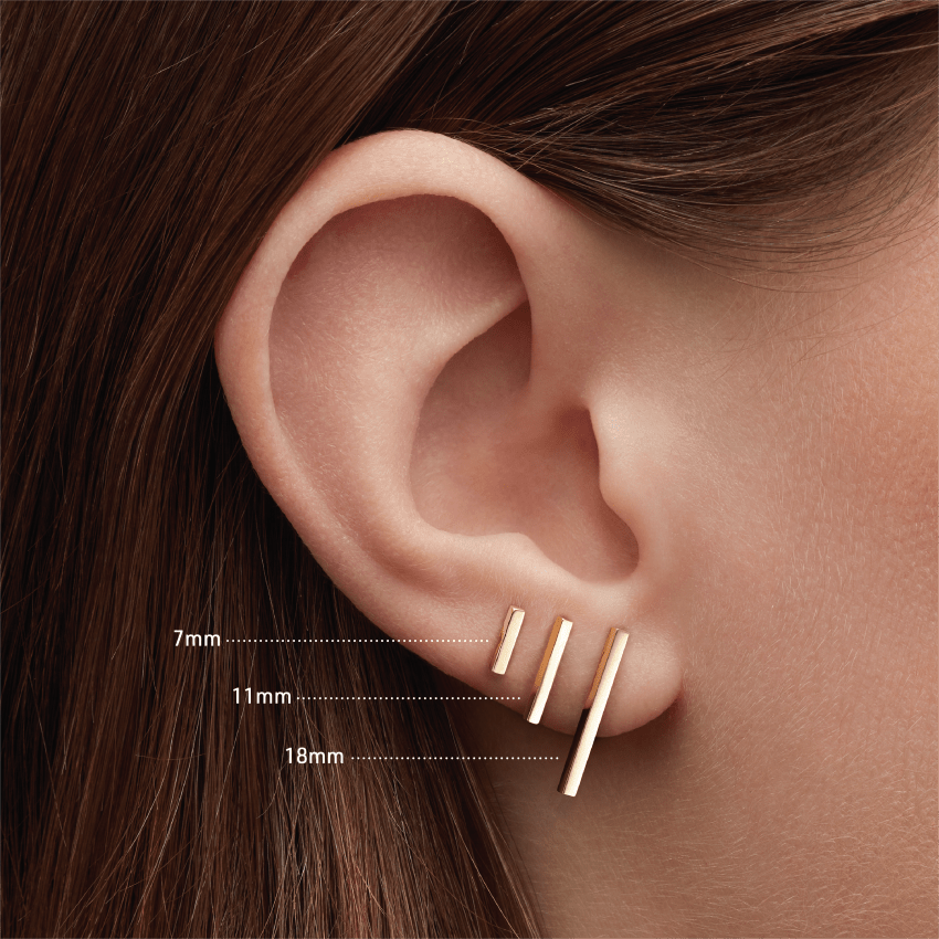 Polished Square Bar Threaded Stud Earring With Titanium Backing