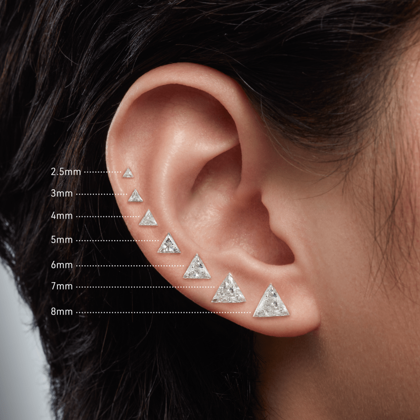 Invisible Set Triangle Diamond Threaded Stud Earring With Titanium Backing
