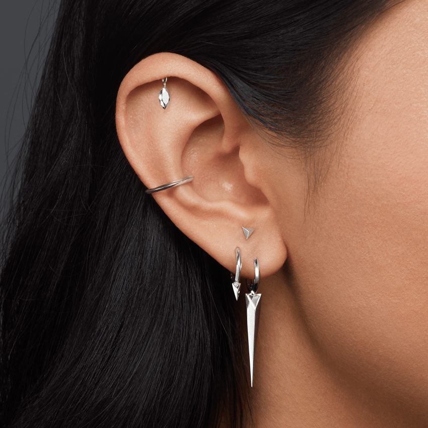 Faceted Triangle Threaded Stud Earring