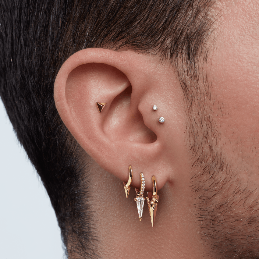 Faceted Triangle Threaded Stud Earring With Titanium Backing