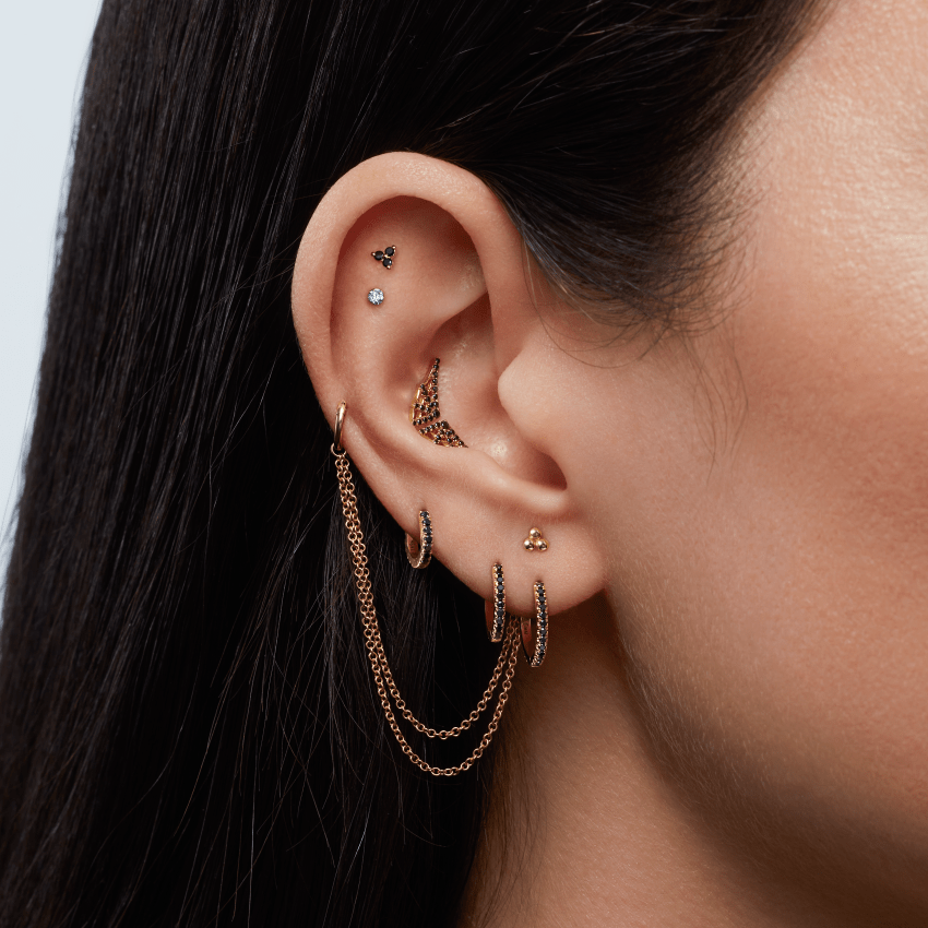 Black Diamond Web Threaded Stud Earring With Titanium Backing