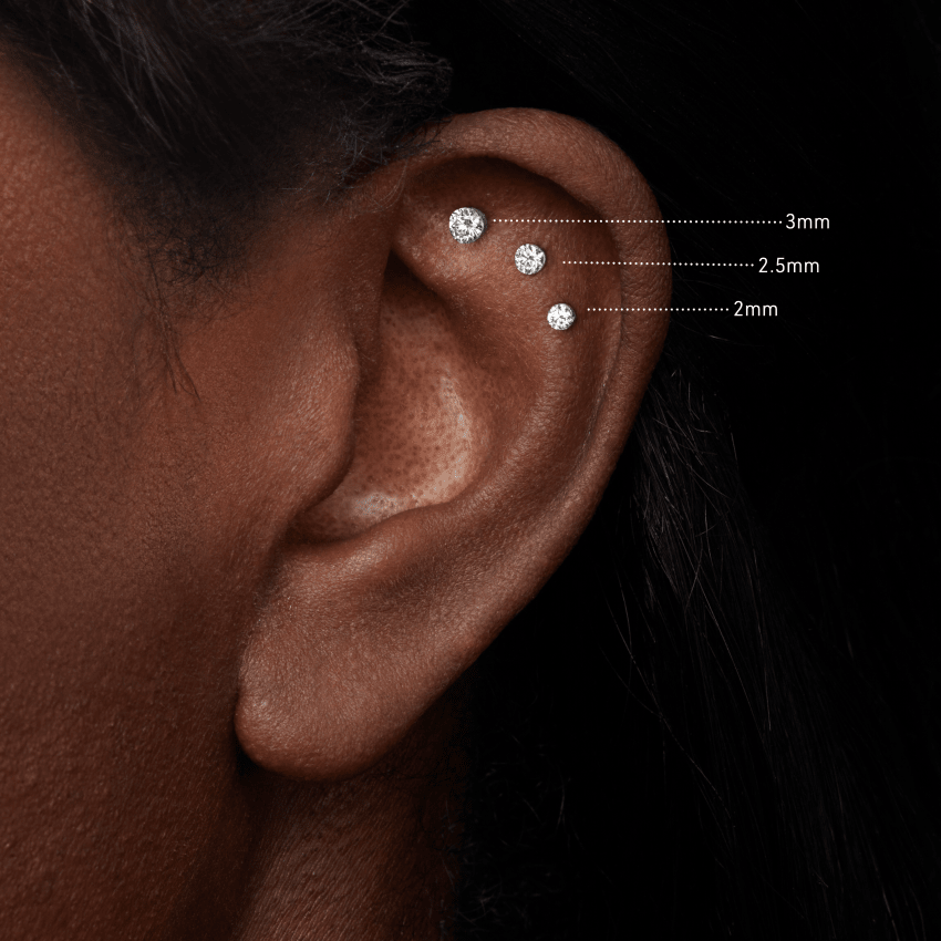 Invisible Set Diamond Threaded Stud Earring With Titanium Backing