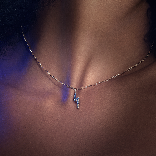 White and Black Diamond Lightning Bolt Necklace