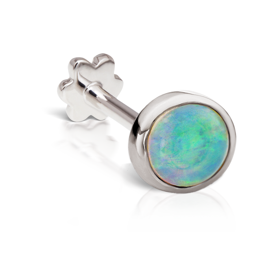 Opal Threaded Stud Earring With Titanium Backing