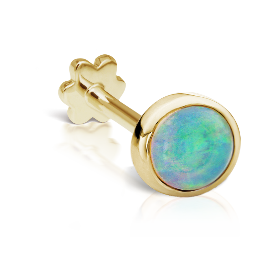 Opal Threaded Stud Earring With Titanium Backing