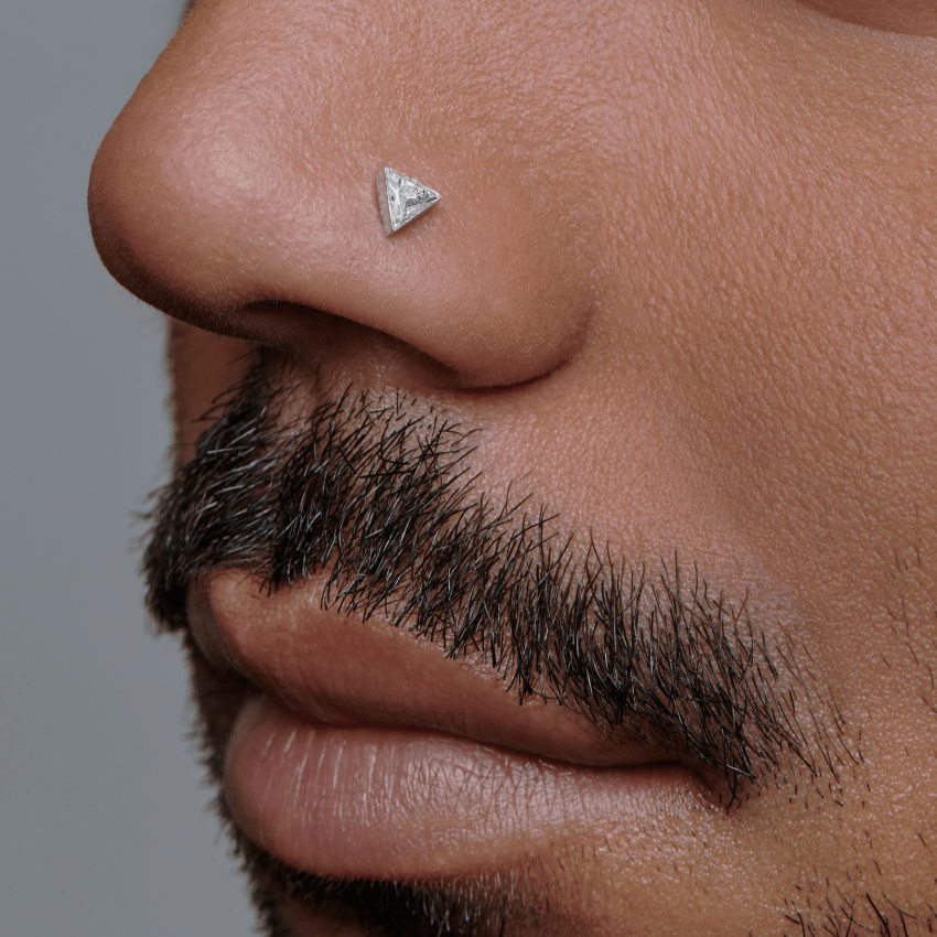 Invisible Set Triangle Diamond Threaded Stud Earring With Titanium Backing