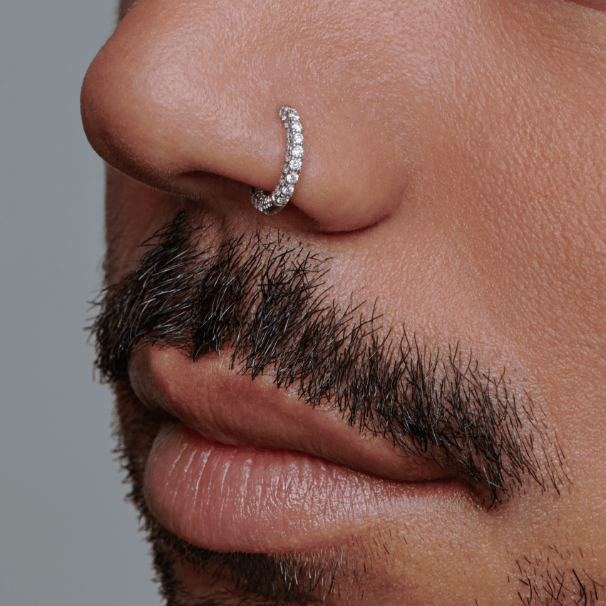 Diamond Five Row Pavé Hoop Earring (Bottom Hinge)