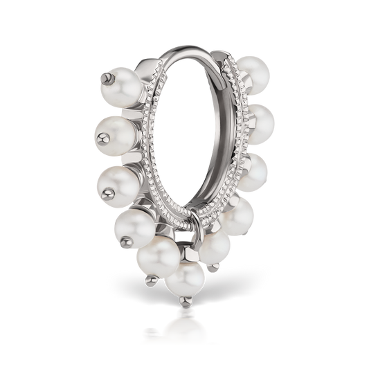 Pearl Coronet Hoop Earring