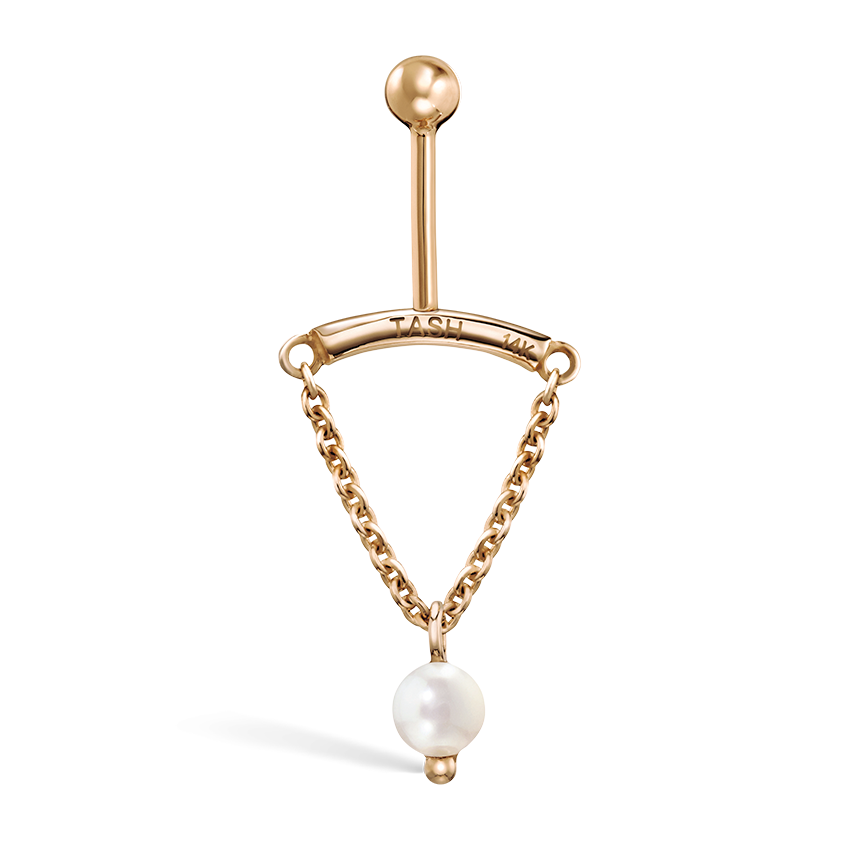 Pearl Drape Threaded Stud Earring With Titanium Backing