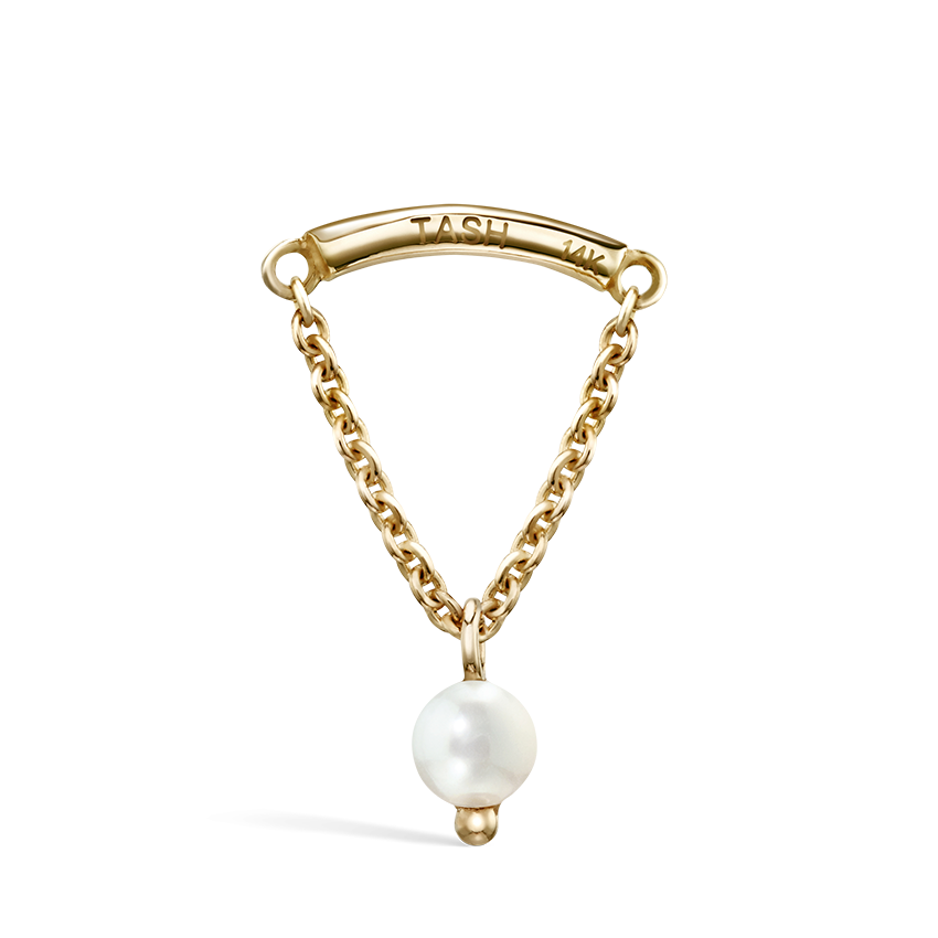 Pearl Drape Threaded Stud Earring With Titanium Backing