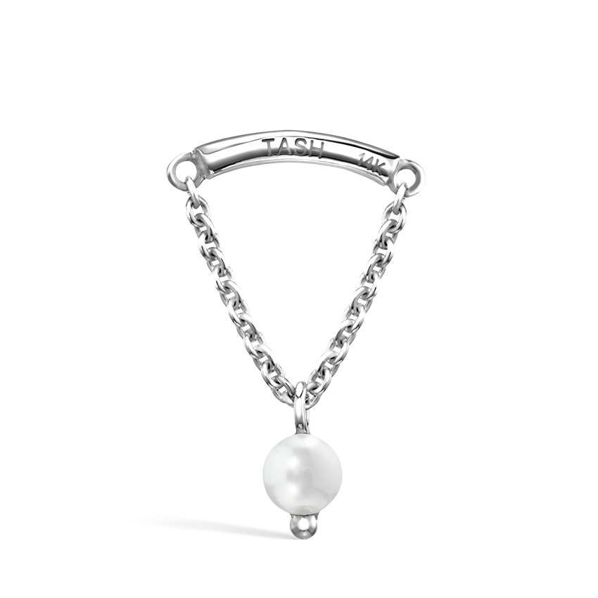 Pearl Drape Threaded Stud Earring With Titanium Backing