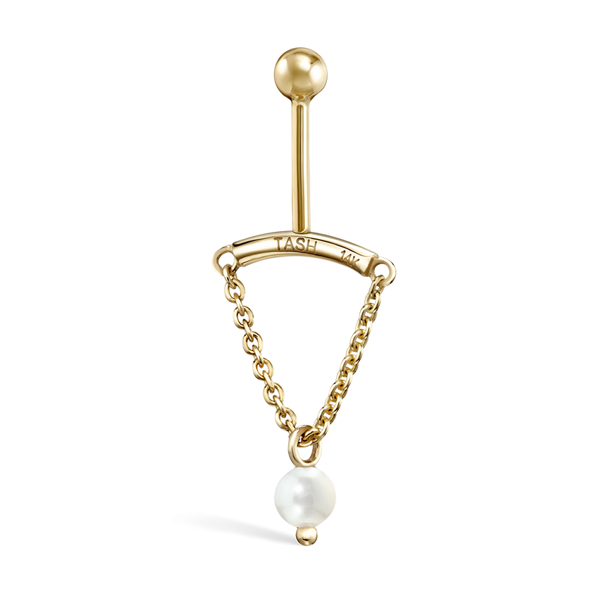 Pearl Drape Threaded Stud Earring With Titanium Backing
