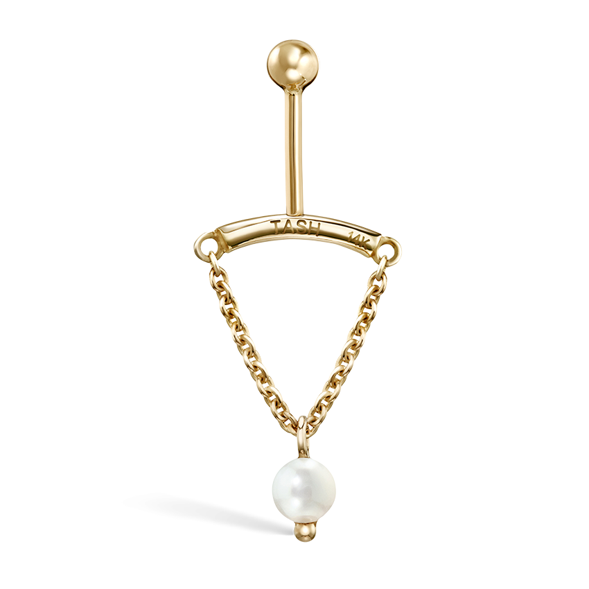 Pearl Drape Threaded Stud Earring With Titanium Backing
