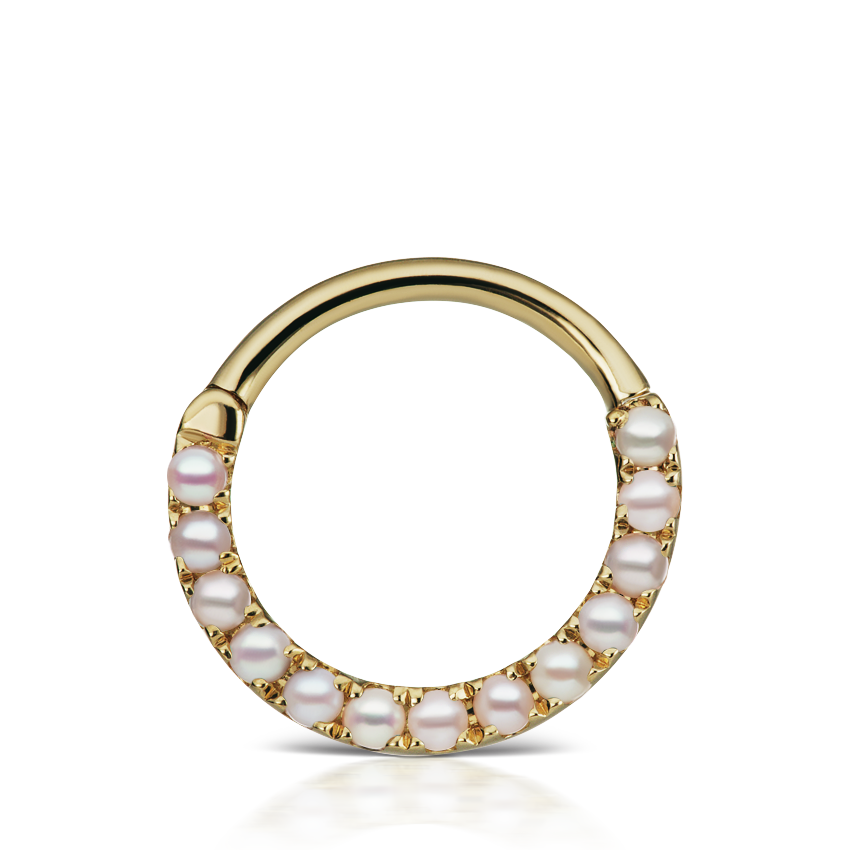 Pearl Horizontal Eternity Hoop Earring