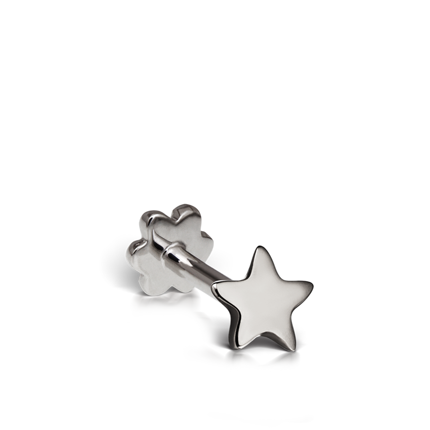 Plain Star Threaded Stud Earring With Titanium Backing