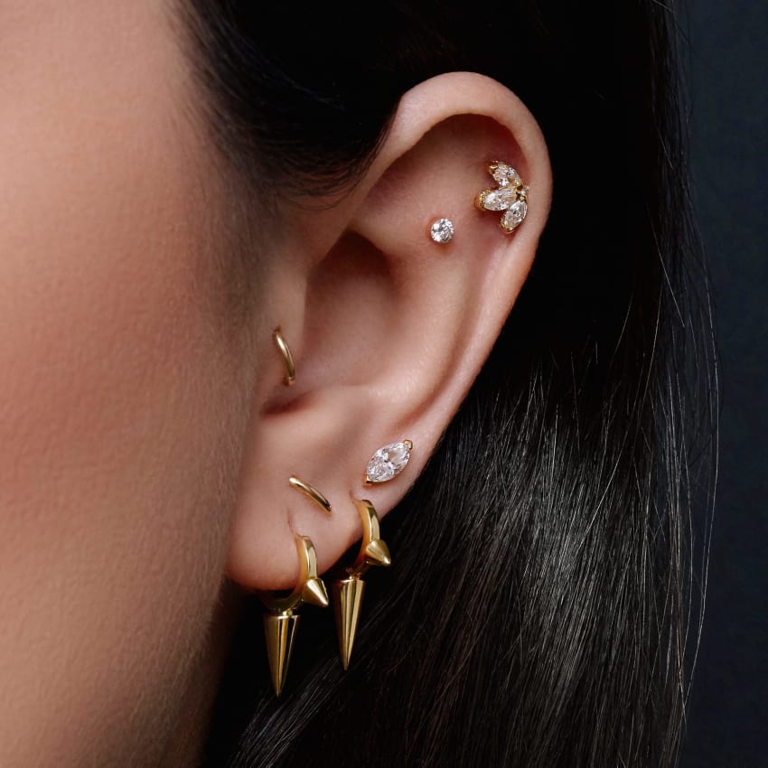 Invisible Set Diamond Threaded Stud Earring
