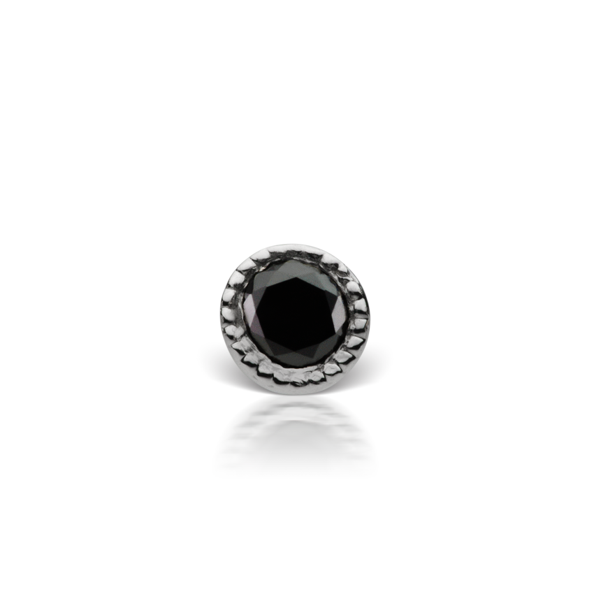 Scalloped Set Black Diamond Threaded Stud Earring