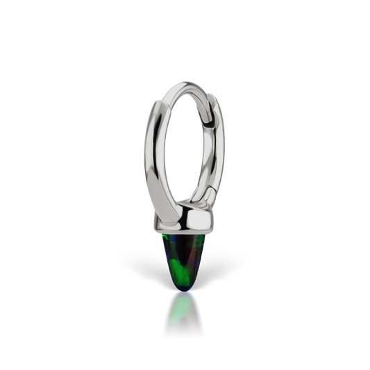 Single Short Black Opal Spike Hoop Earring (Non-Rotating)