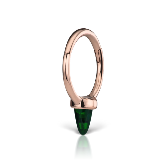 Single Short Black Opal Spike Hoop Earring