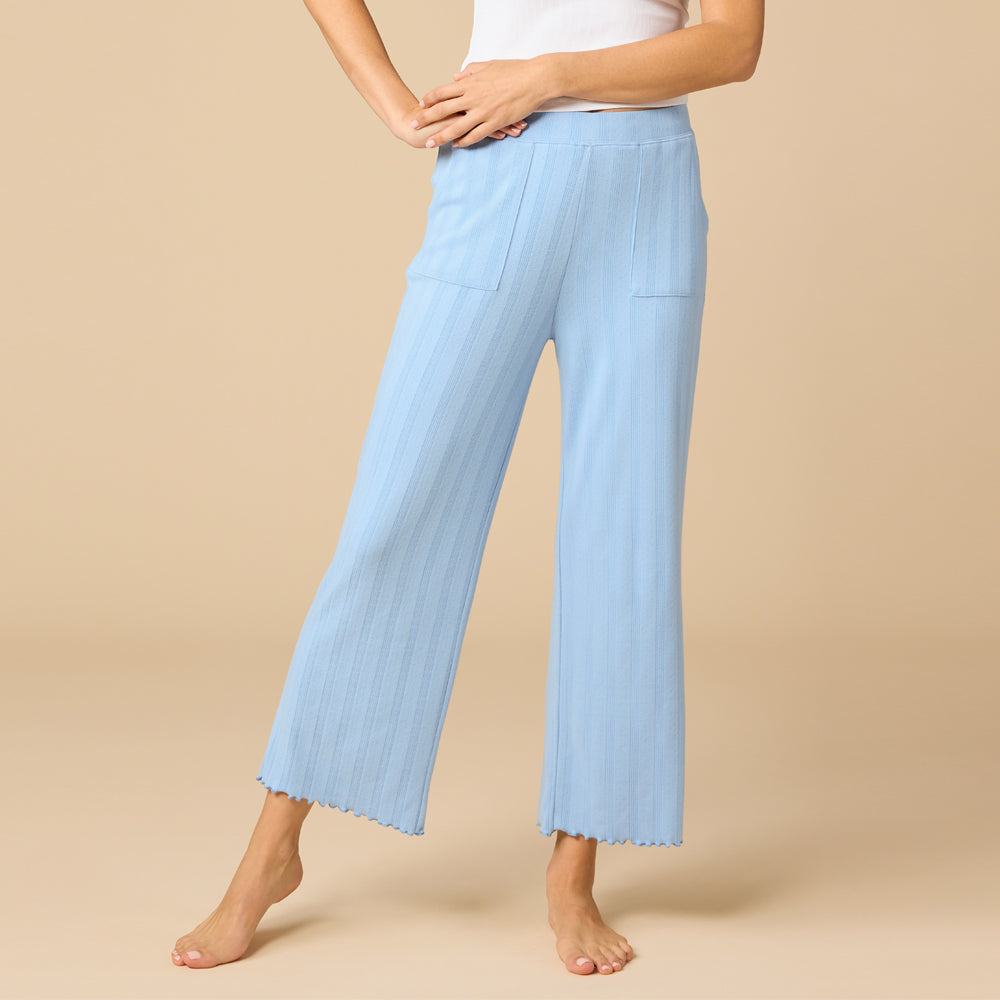 Pointelle Cropped Pant with Lettuce Edge