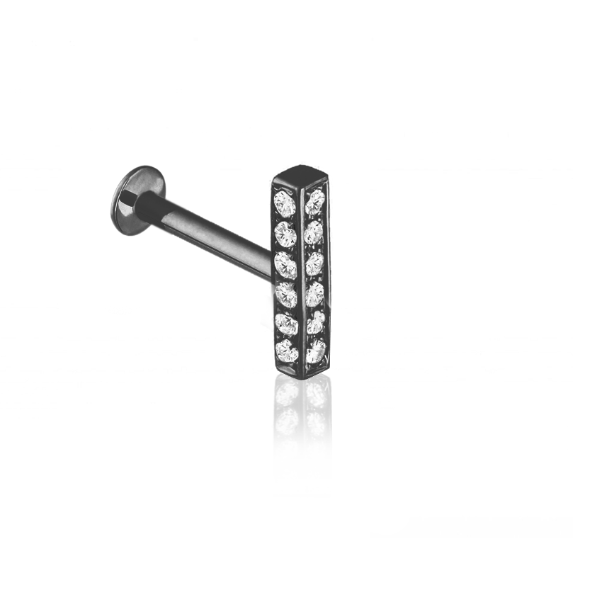 Square Diamond Pavé Bar Threaded Stud Earring With Titanium Backing