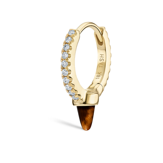 Tiger's Eye Short Spike Diamond Eternity Hoop Earring