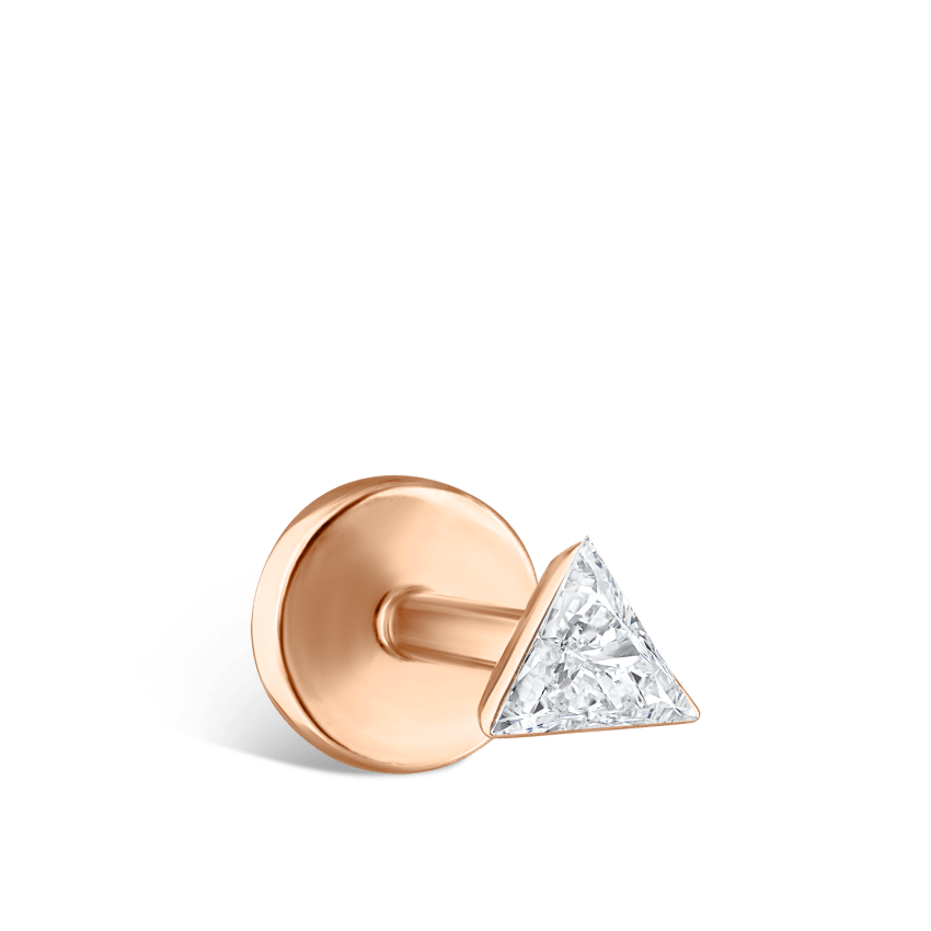 Invisible Set Triangle Diamond Threaded Stud Earring With Titanium Backing