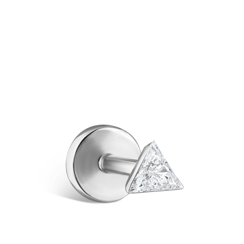 Invisible Set Triangle Diamond Threaded Stud Earring With Titanium Backing