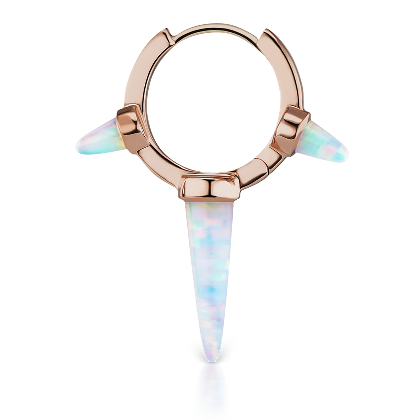 Triple Long Opal Spike Hoop Earring