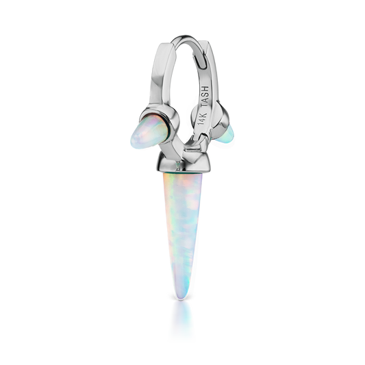 Triple Long Opal Spike Hoop Earring