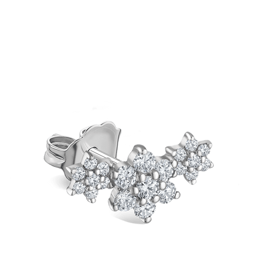 Diamond Three Flower Garland Stud Earring