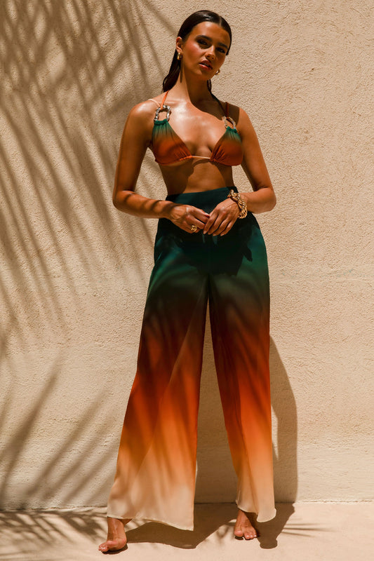 Farretti | Ombre Print Chiffon Wide-Leg Trousers