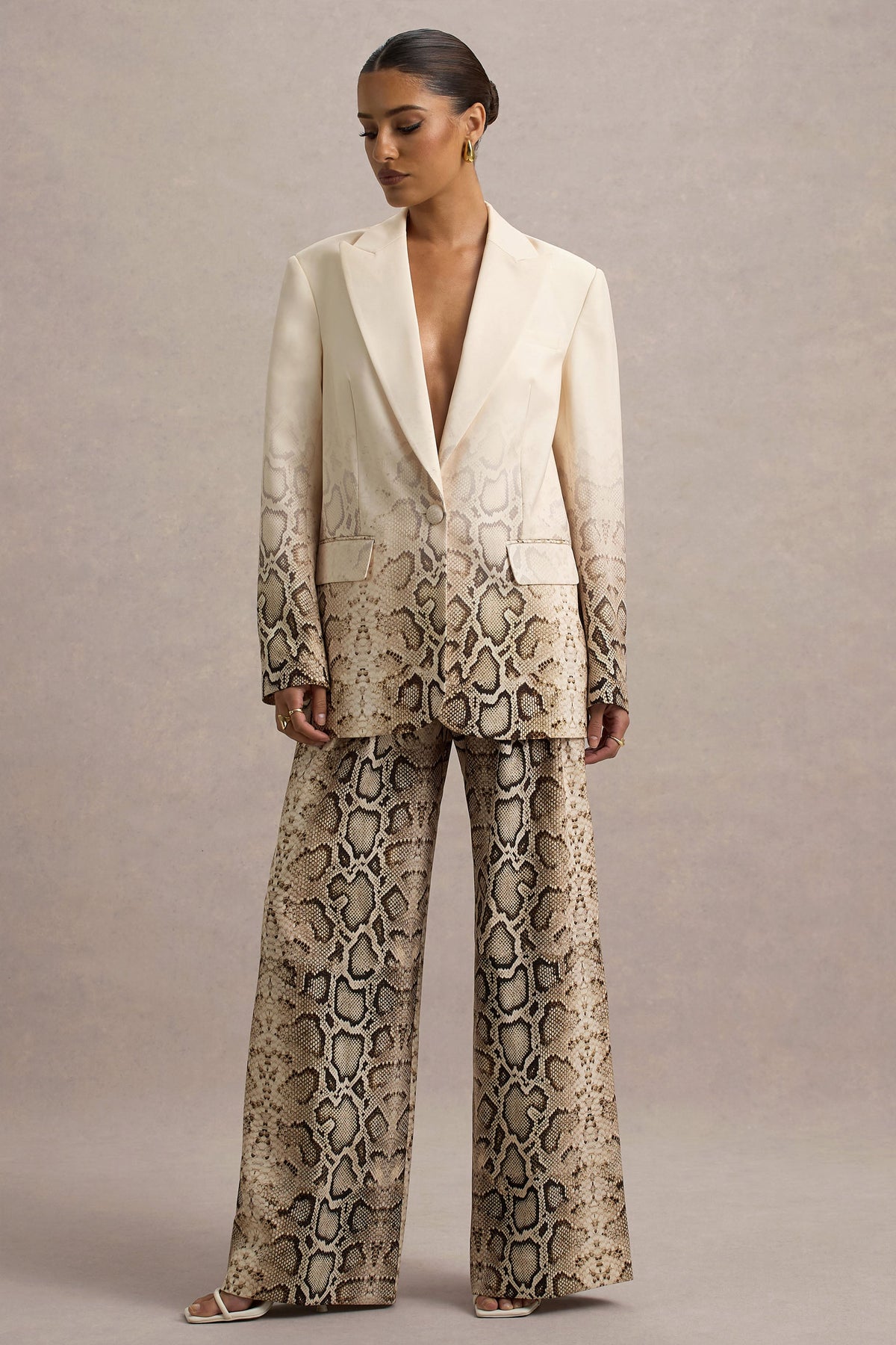 Hurley | Snake Print Plunge Long Sleeve Tailored Blazer