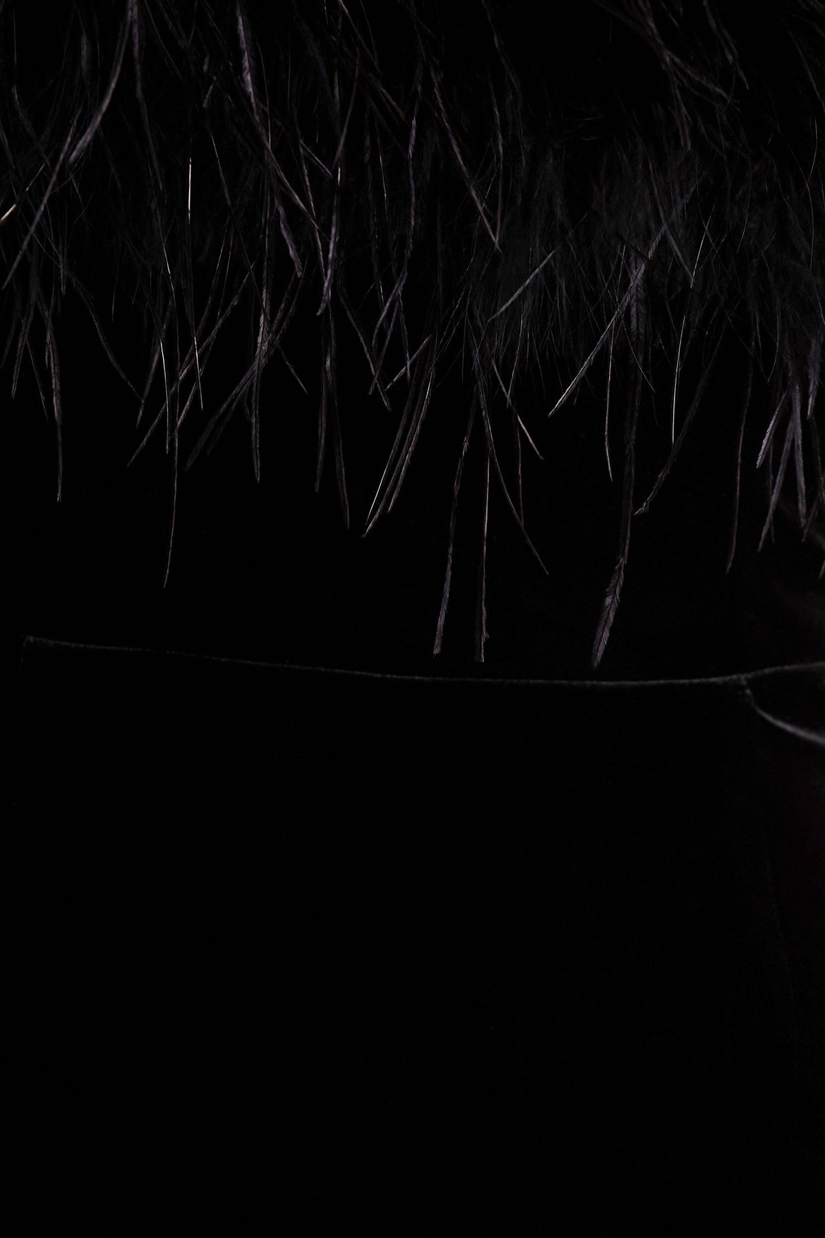 Arella | Black Velvet Bandeau Maxi Dress With Feather Trim