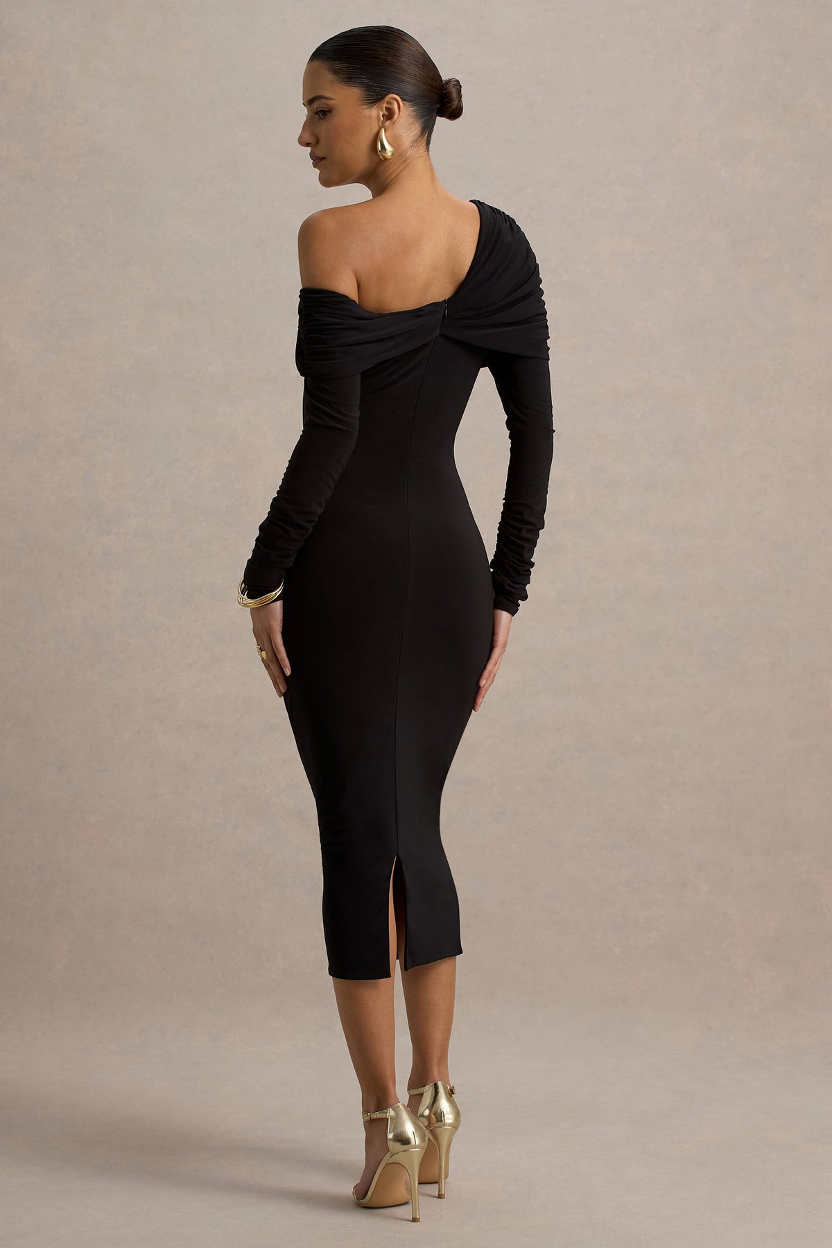 Cleo | Black Bodycon Midi Dress