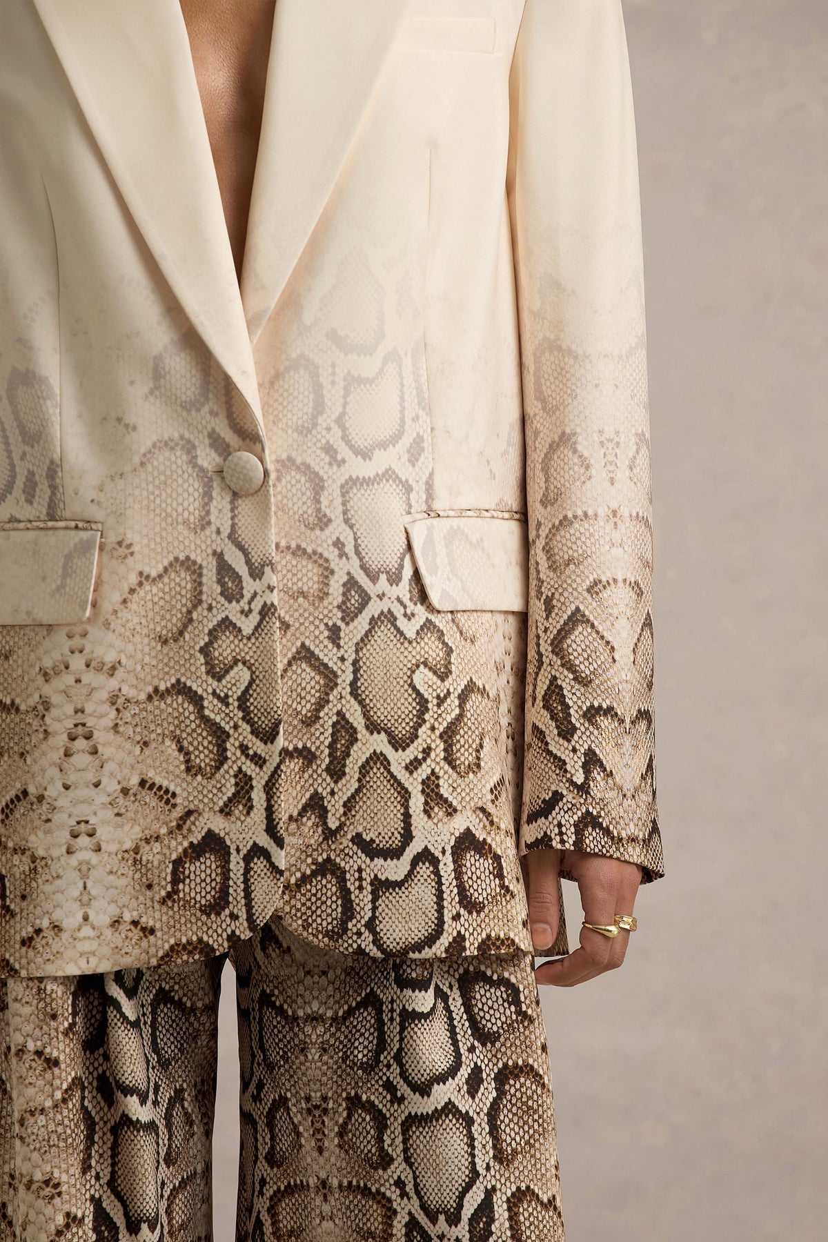 Hurley | Snake Print Plunge Long Sleeve Tailored Blazer