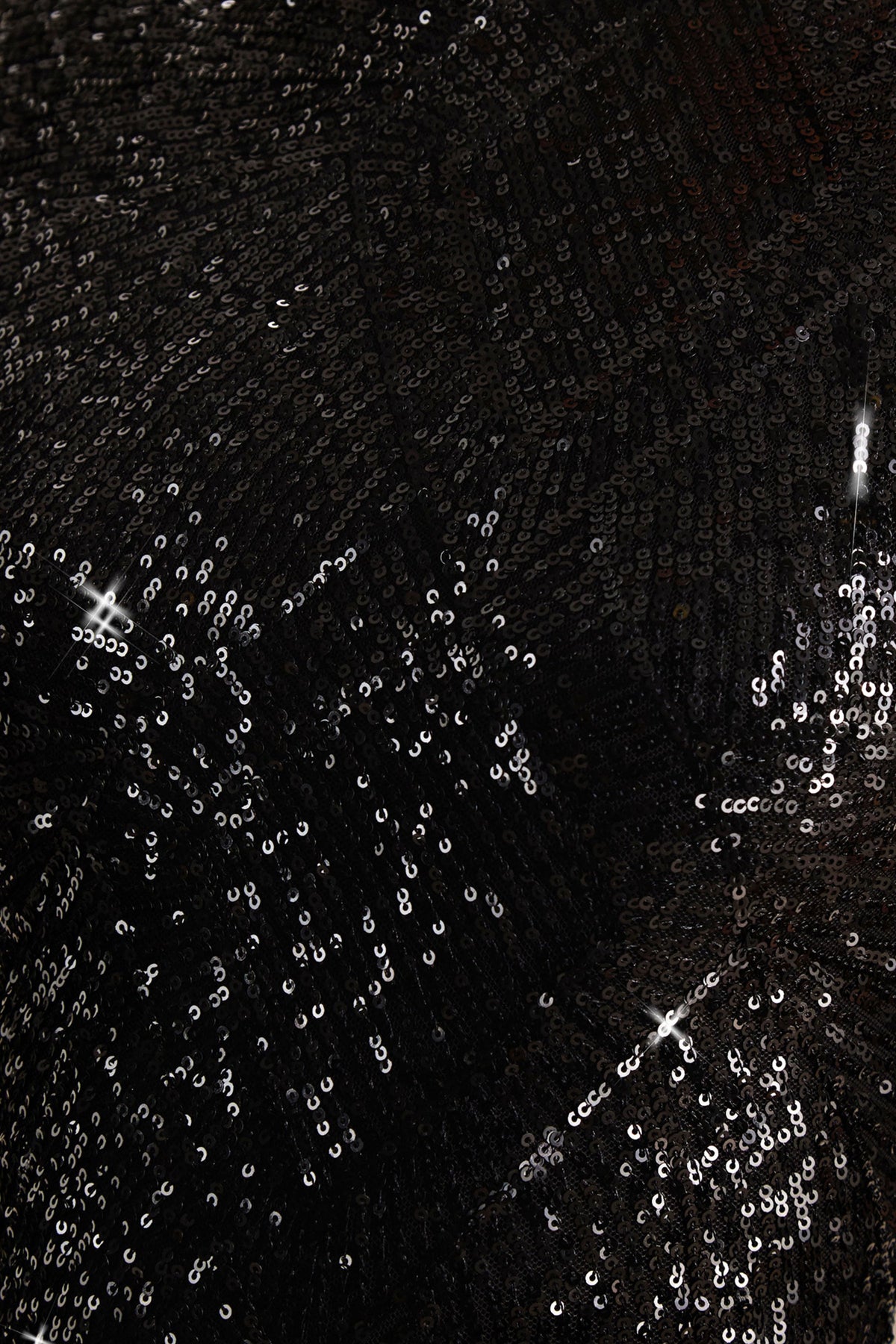 Cecy | Black Sequin High Neck Short Sleeve Maxi Dress