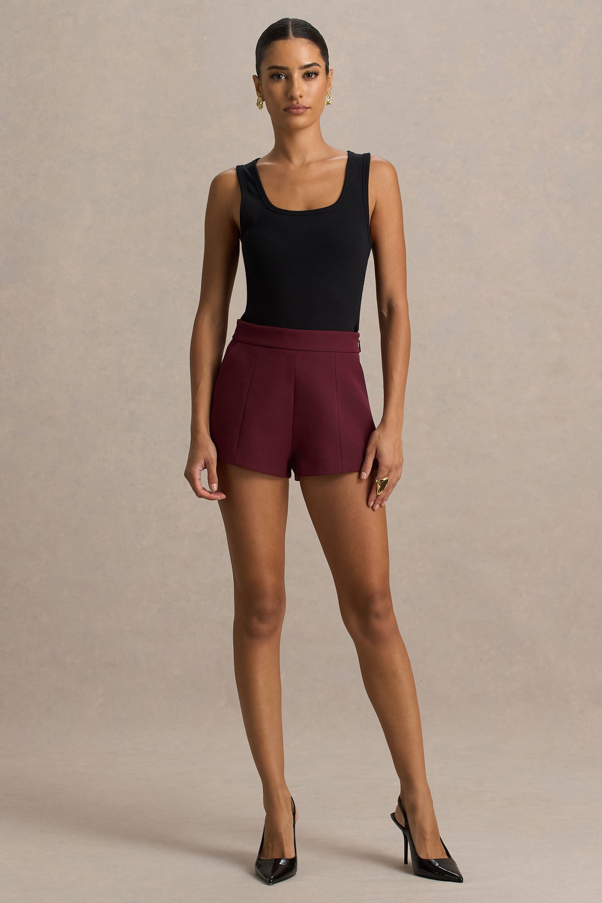 Lina | Burgundy Tailored Shorts