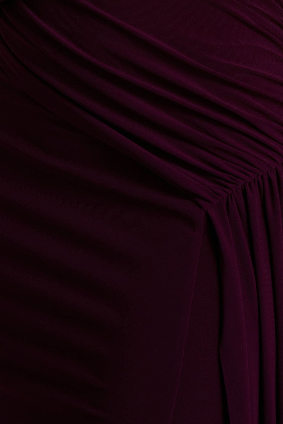 Aurelia | Dark Plum High-Neck Wrapped Maxi Dress With One-Cape Sleeve